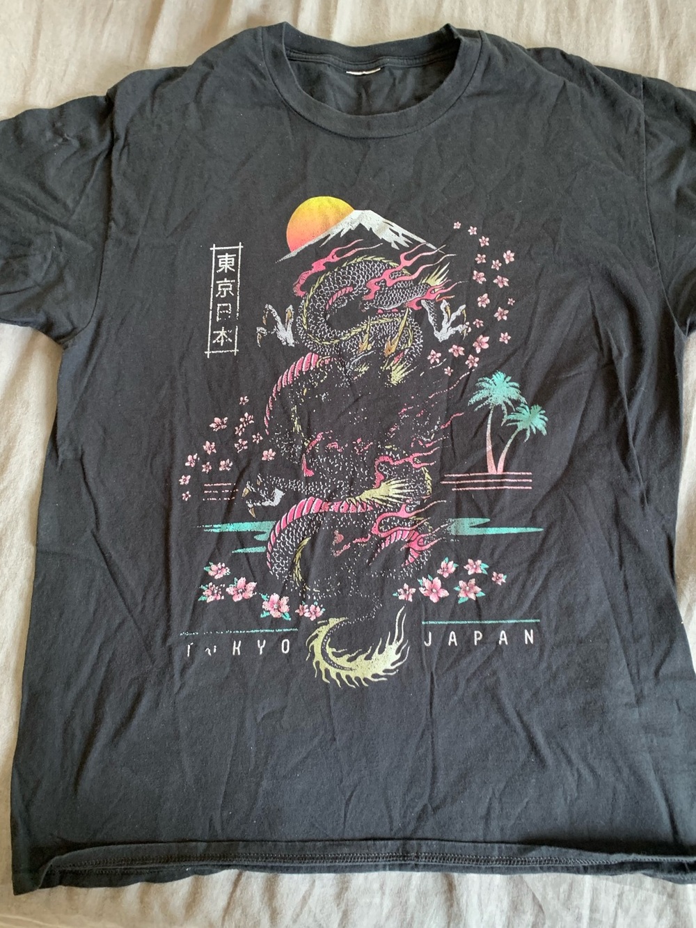⚡️5 for $25⚡️ Tokyo Japan Black Graphic Dragon Tee L